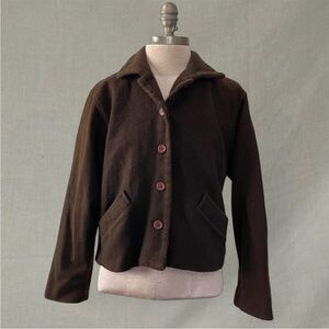 Vintage Olive green wool button up cropped blazer jacket